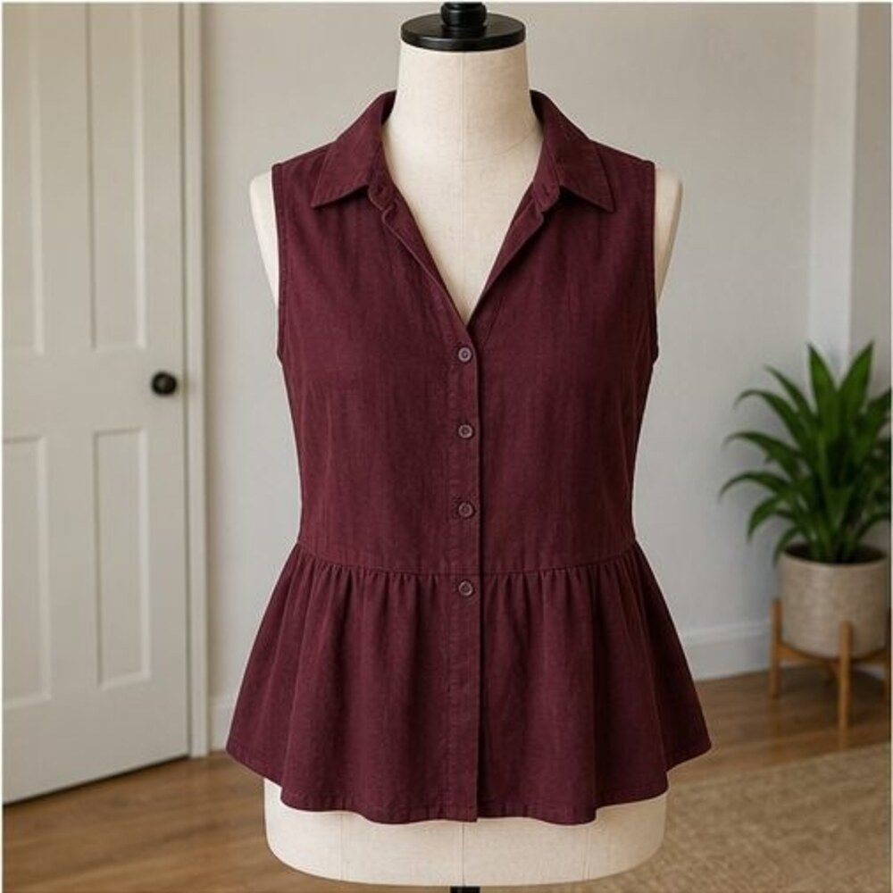 Burgundy Peplum Top